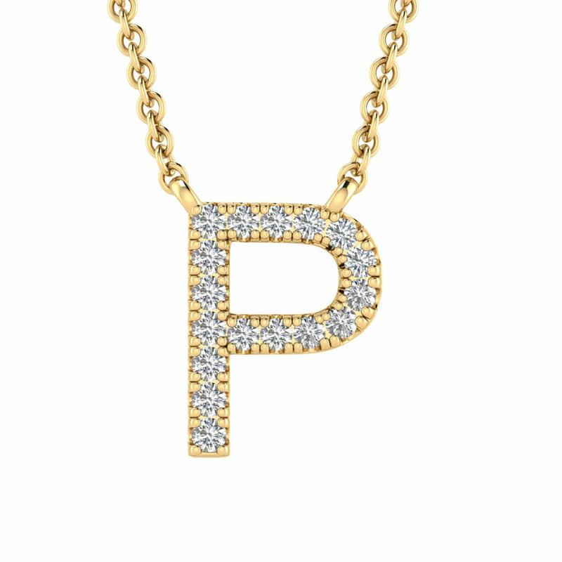 Initial Necklace With 0.06ct Diamonds In 9K Yellow Gold