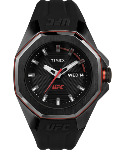 Timex UFC-branded wristwatch with an octagonal black case and red accents.