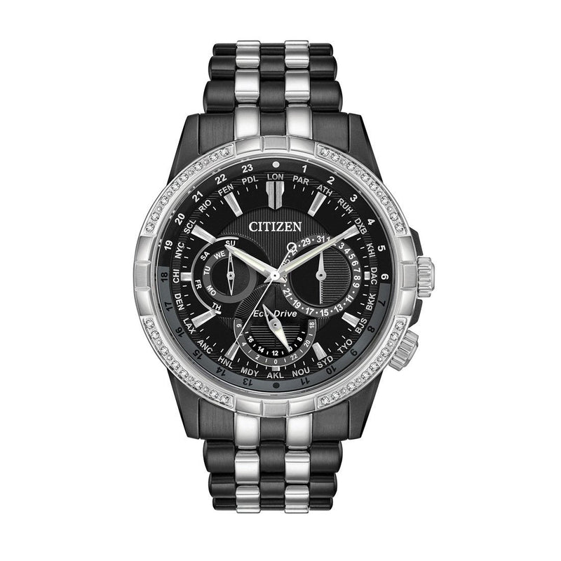 Citizen Diamond Black Dial World Time Watch BU2088-50E