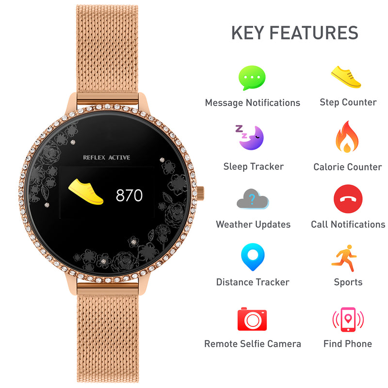 Reflex Active Series 3 Rose Gold Crystal Mesh Smart Watch