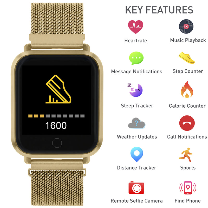 Reflex Active Series 6 Gold Mesh Smart Watch