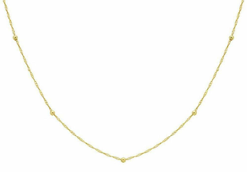 9ct Yellow Gold Solid Ball Twist Necklace 45cm