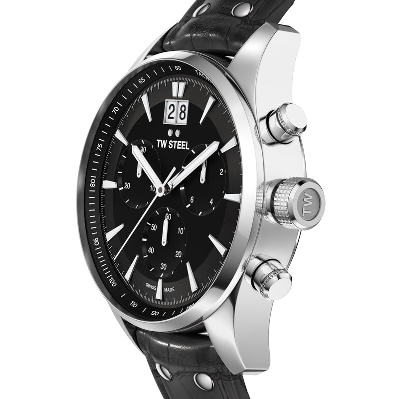 TW Steel  Ace Aternus 45mm Chronograph Black Leather