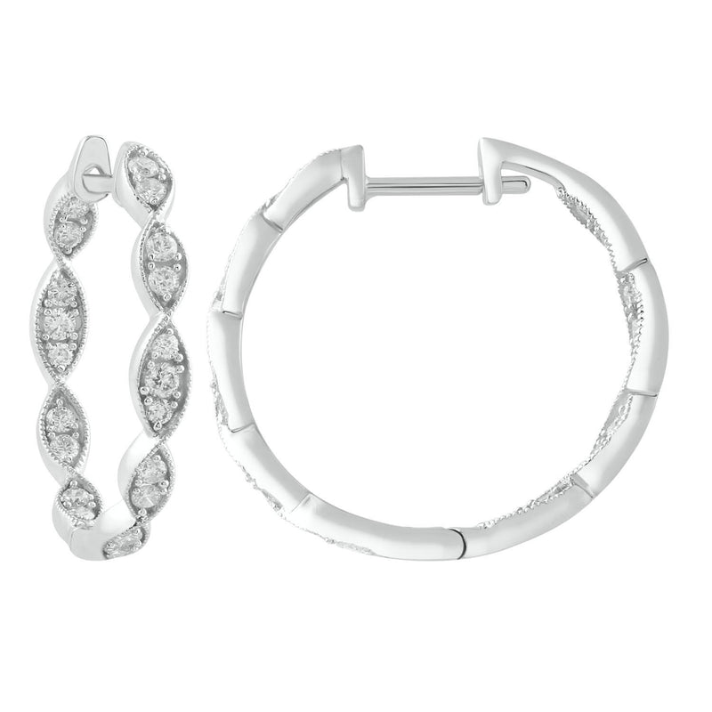 Inside Out Hoops With 0.50ct Diamonds In 9K White and Rose Gold