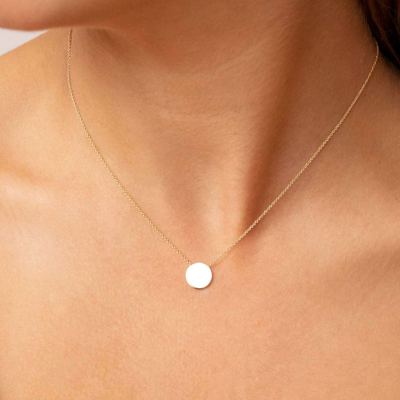 9K Yellow Gold Solid Disc Necklace 41+2cm