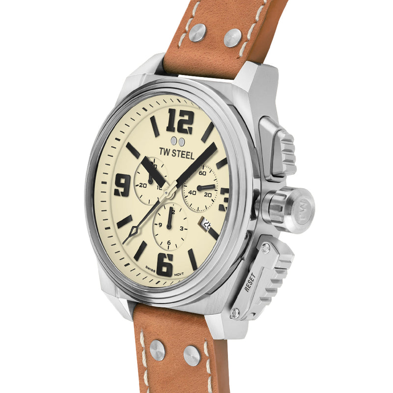 TW Steel Canteen 46mm Brown Leather Mens Watch