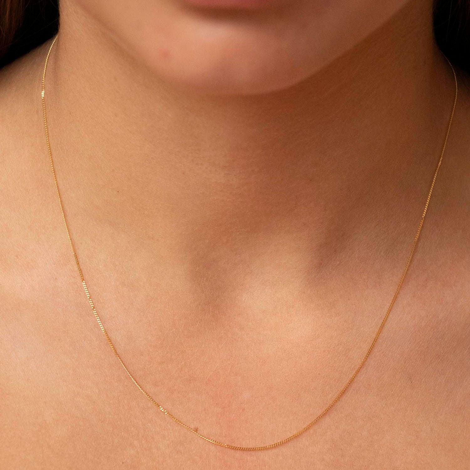 9K Yellow Gold Solid Diamond Cut Curb Chain 45-50cm