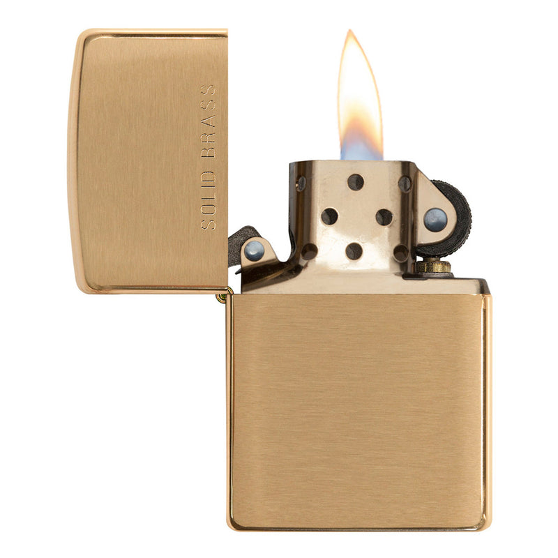 Zippo 204 Brush Finish Brass with Solid Brass Etch Lighter