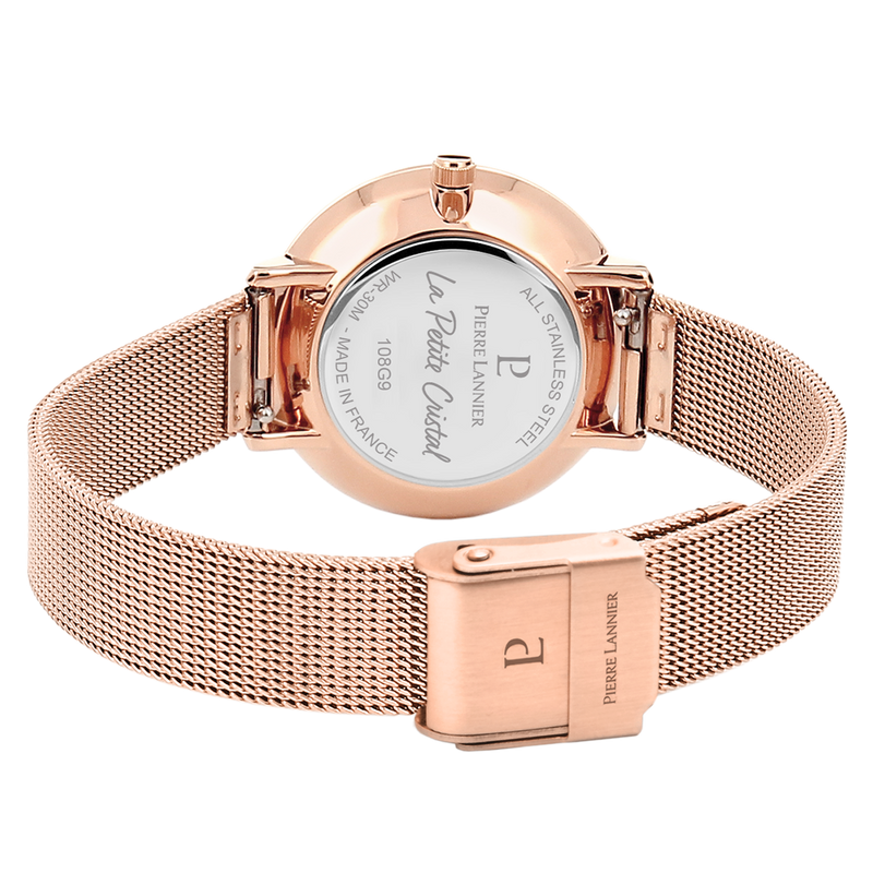 Pierre Lannier La Petite Cristal Rose Gold Blue/Rose Gold Mesh