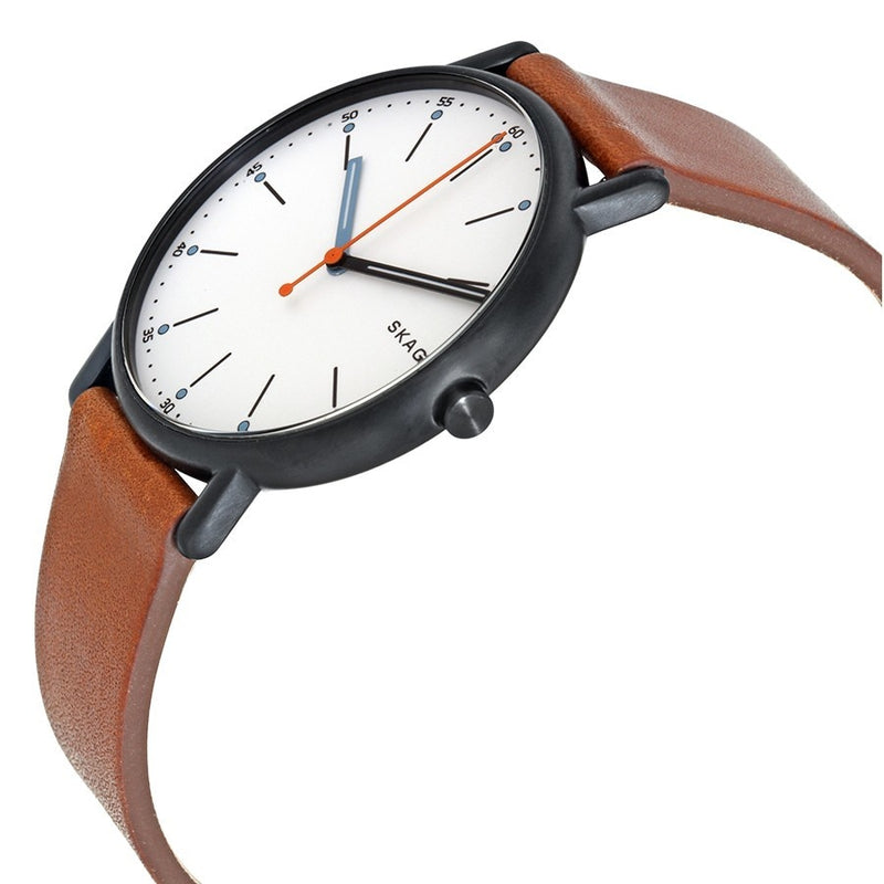 Skagen Signature White Dial Leather Skw6374 Mens Watch
