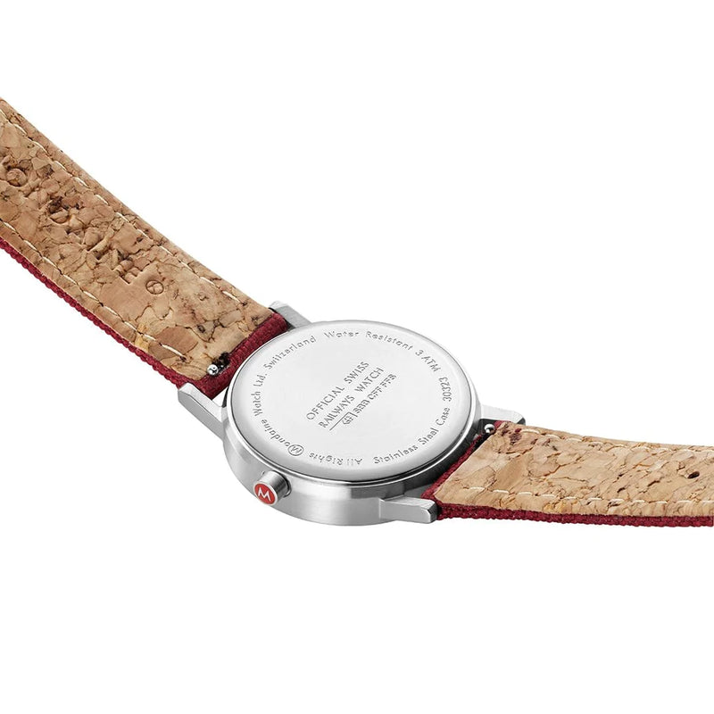 Mondaine Classic Modern Dark Cherry Red Watch