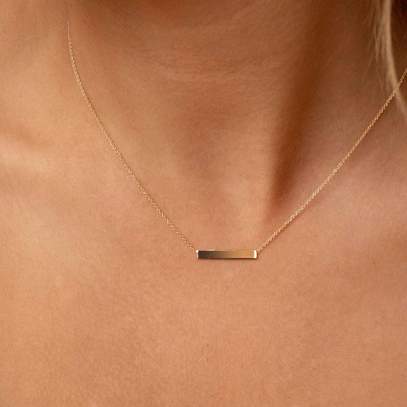 9K Yellow Gold Solid Horizontal Bar Necklace 41+2cm