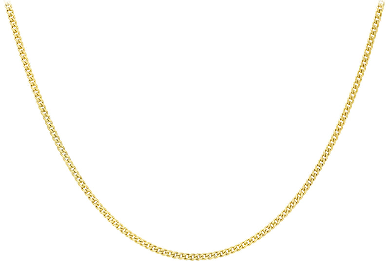 9K Yellow Gold Solid Diamond Cut Curb Chain 40cm