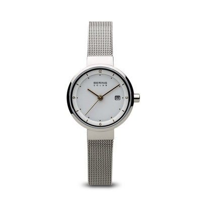 Bering Solar Polished Silver 26mm Watch