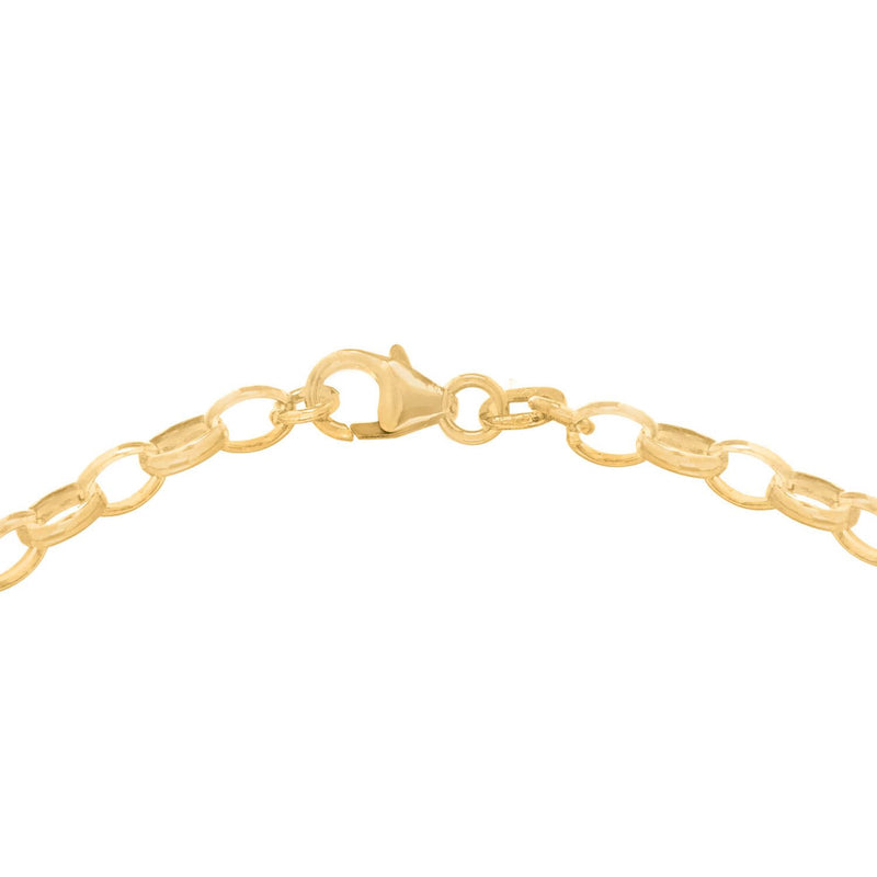 9K Yellow Gold Hollow Oval Belcher Bracelet 19cm