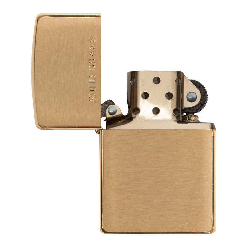 Zippo 204 Brush Finish Brass with Solid Brass Etch Lighter