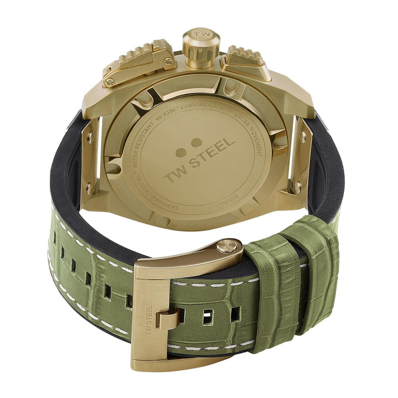 TW Steel Canteen 46mm Chronograph Green Leather Mens Watch