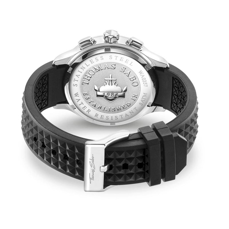 Thomas Sabo Pyramid Steel Dial Black Rubber Mens Watch