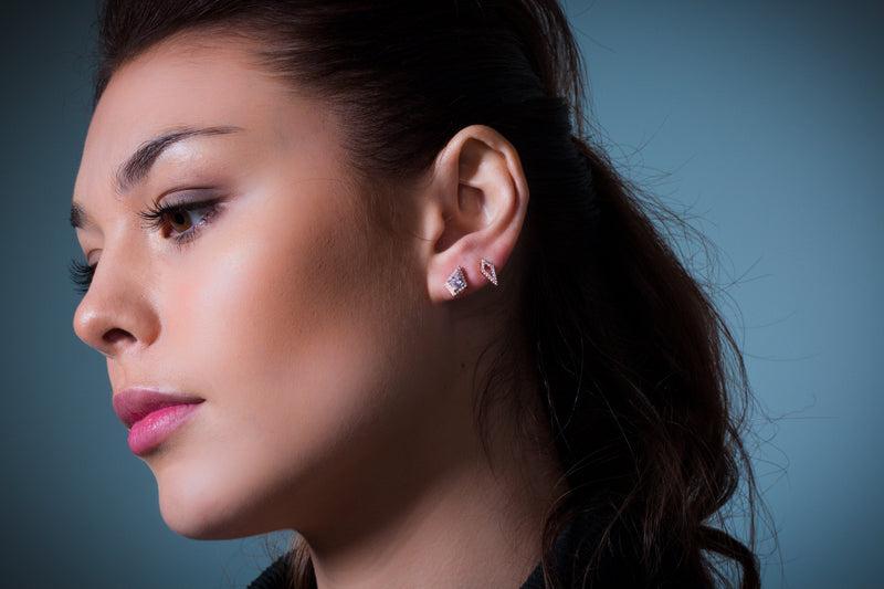 GEORGINI ROCK STAR SHIELD ROSE GOLD EARRINGS