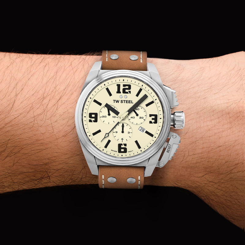 TW Steel Canteen 46mm Brown Leather Mens Watch