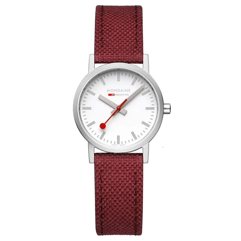 Mondaine Classic Modern Dark Cherry Red Watch