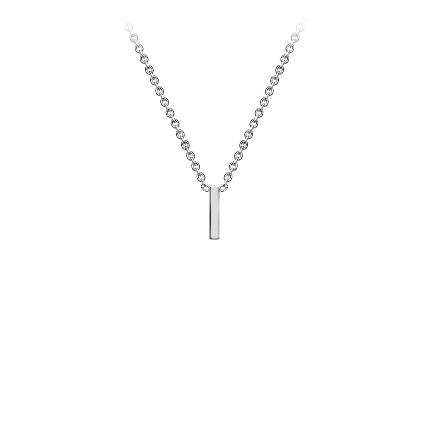 9K White Gold 'I' Initial Adjustable Letter Necklace 38/43cm