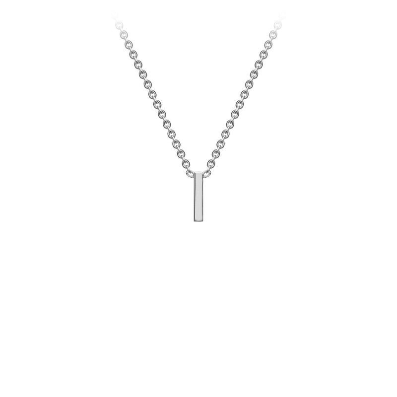 9K White Gold 'I' Initial Adjustable Letter Necklace 38/43cm