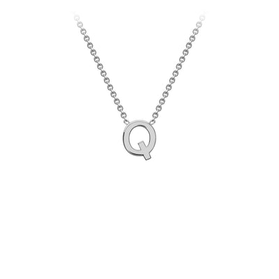 9K White Gold 'Q' Initial Adjustable Letter Necklace 38/43cm