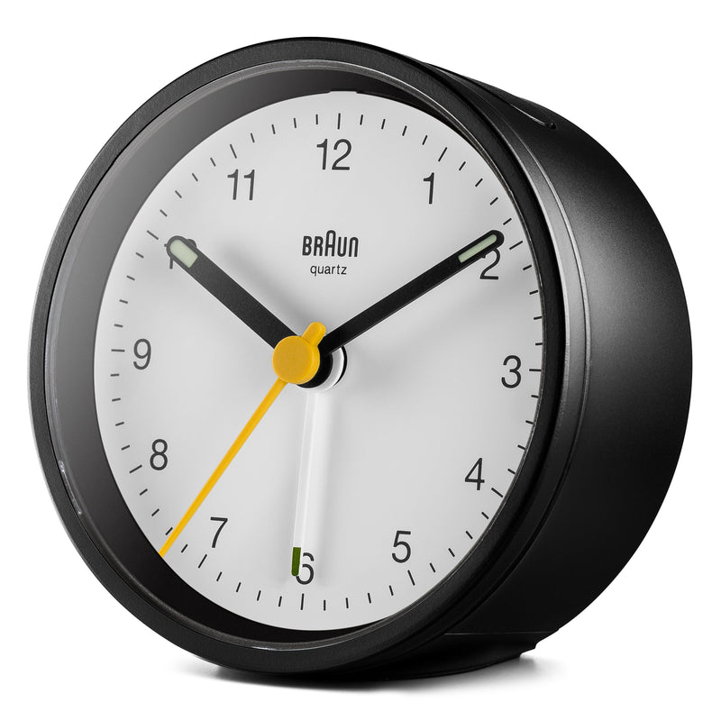 Braun Classic Analogue Alarm Clock Black and White BC12BW