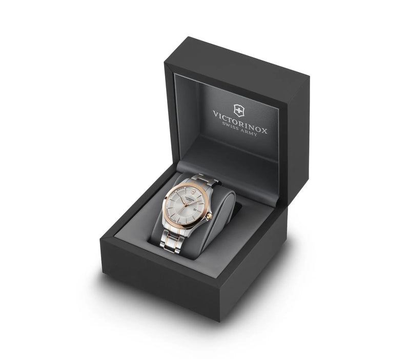 Victorinox wristwatch displayed in an open presentation box.