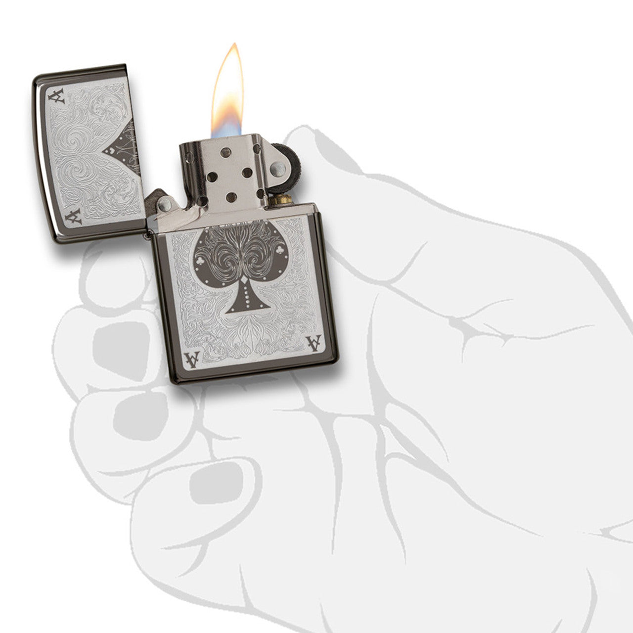 Zippo 28323 Lucky Ace Black Ice Lighter