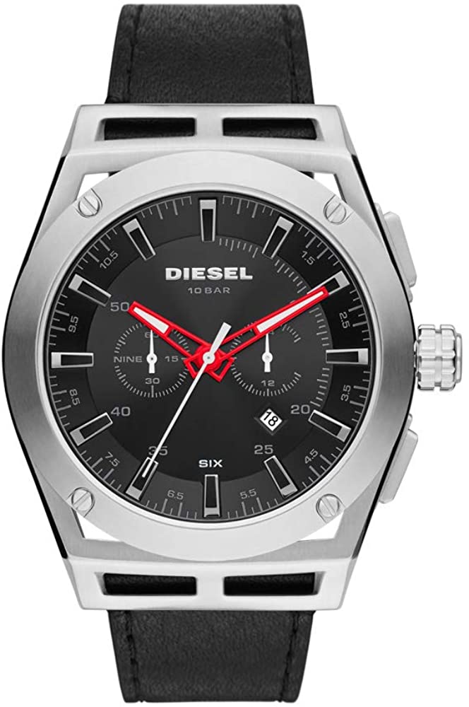 Diesel Timeframe Chronograph Black Leather Watch DZ4543