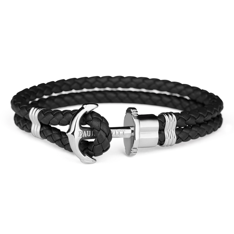 Paul Hewitt Phrep Leather Black / Silver Bracelet - S