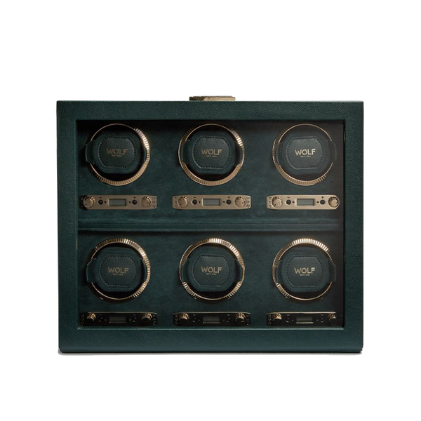 Wolf British Racing Green 6 Piece Watch Winder