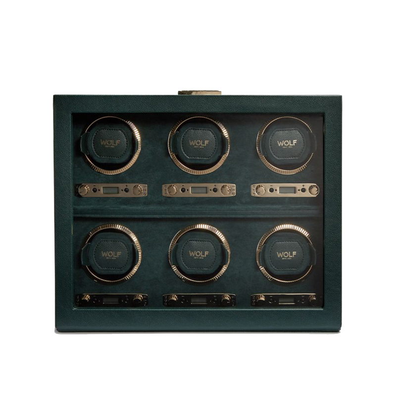 Wolf British Racing Green 6 Piece Watch Winder