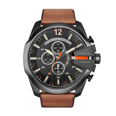 Diesel Mega Chief Chronograph Brown Leather Watch DZ4343