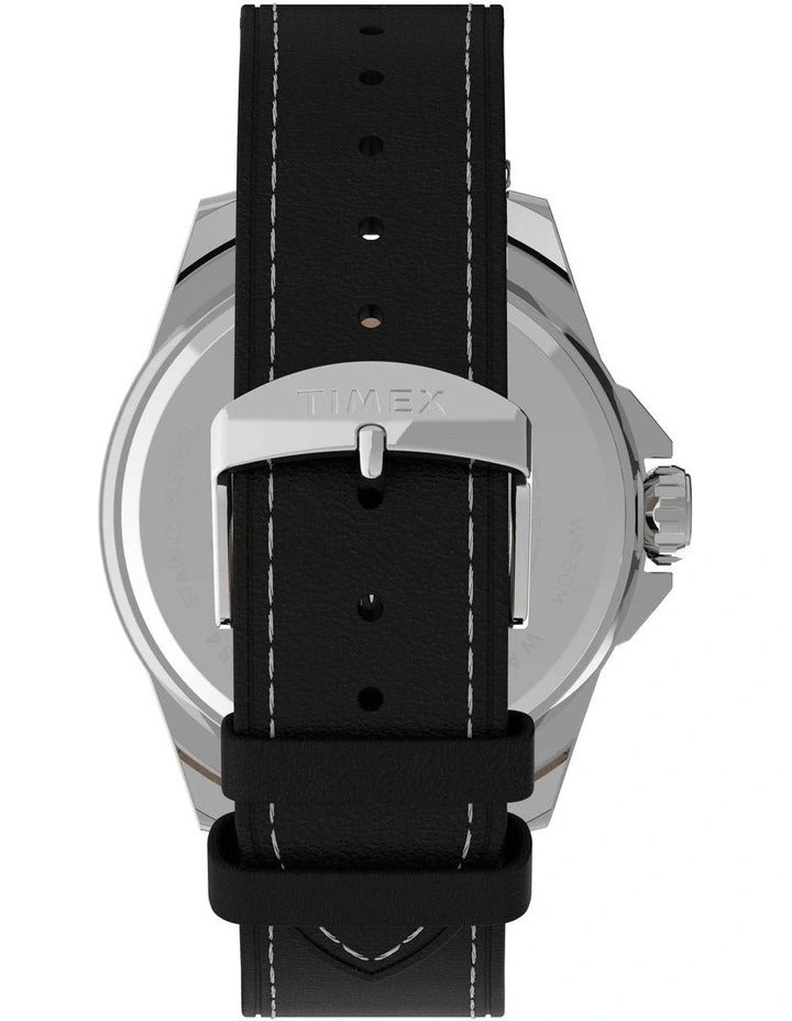 Timex Essex Avenue Black Leather Strap Watch TW2U14900