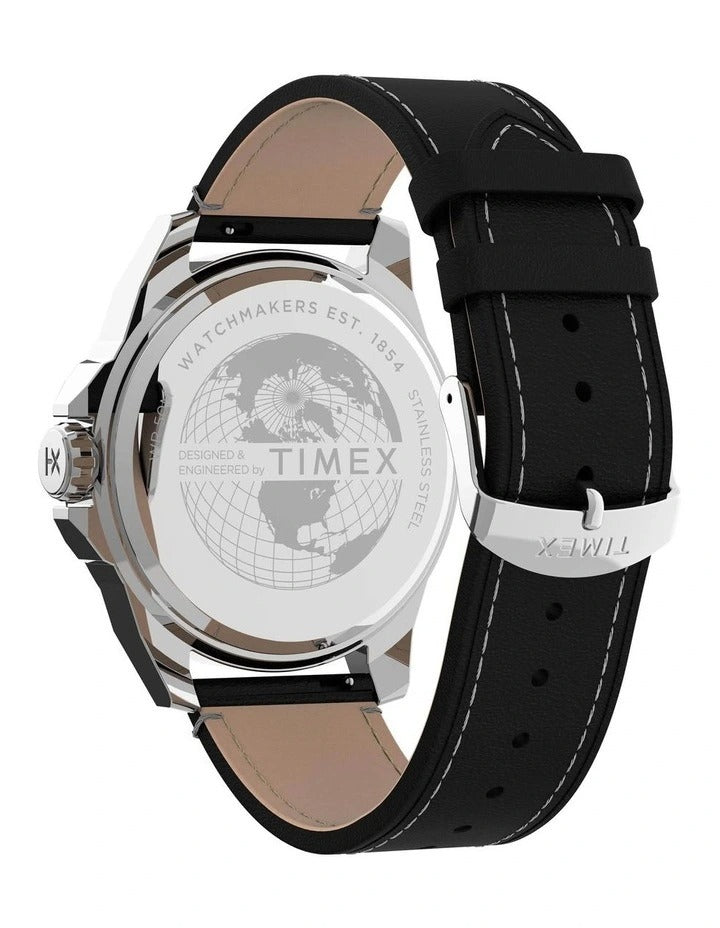 Timex Essex Avenue Black Leather Strap Watch TW2U14900
