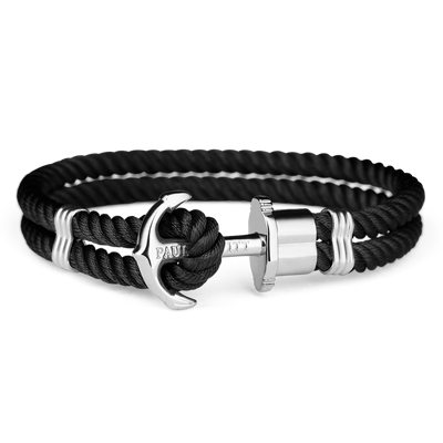 Paul Hewitt Phrep Nylon Silver / Black Bracelet - XXL