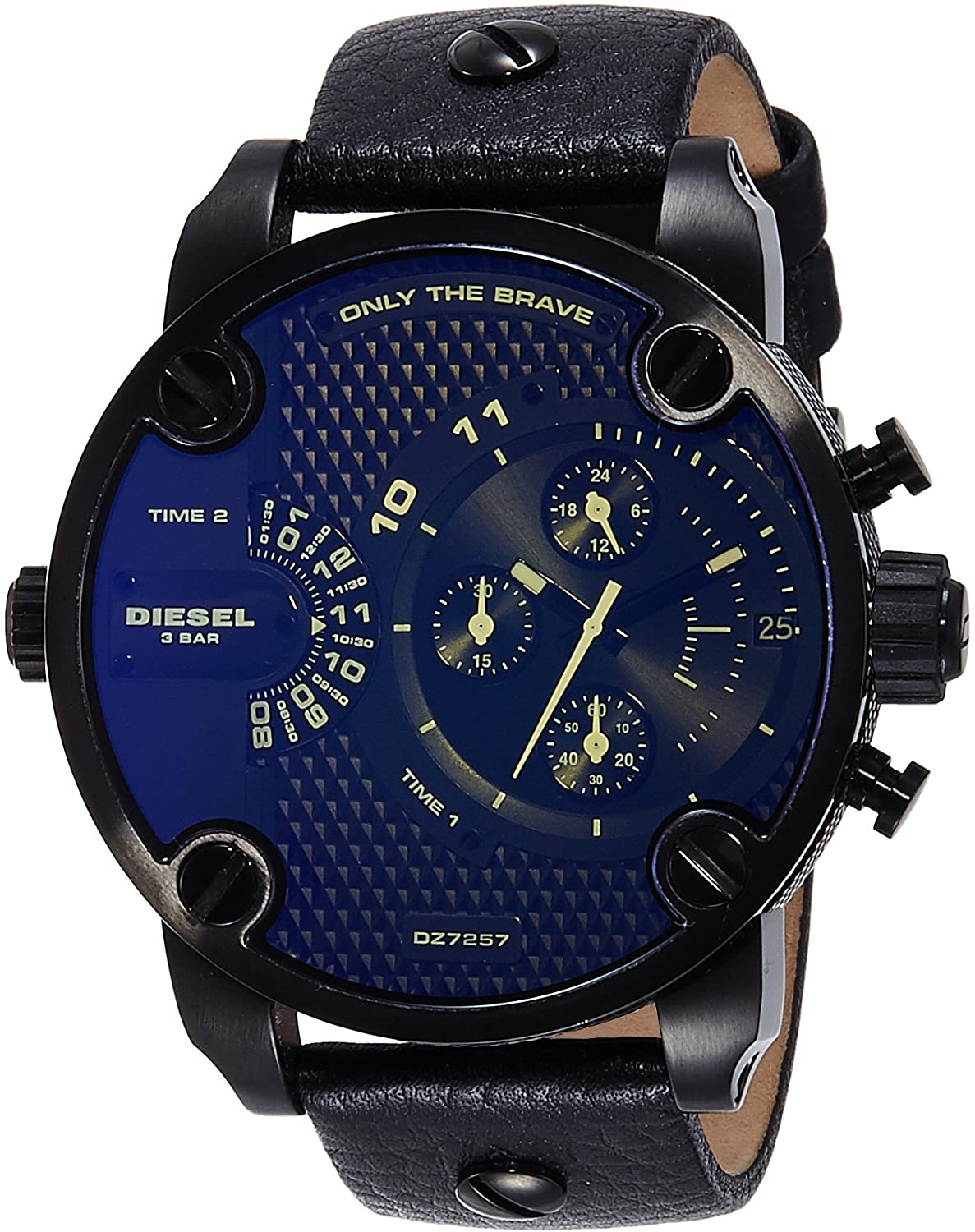 Diesel Little Daddy Multifunction Black Leather Watch DZ7257