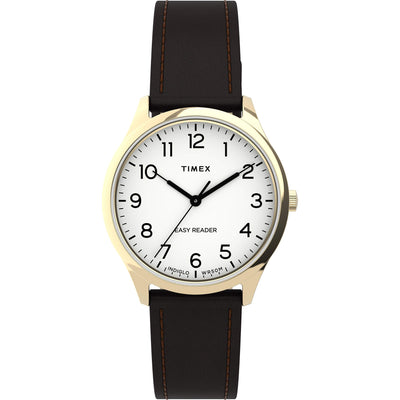 Timex  EASY READER® 32mm Leather Strap Watch TW2U21800