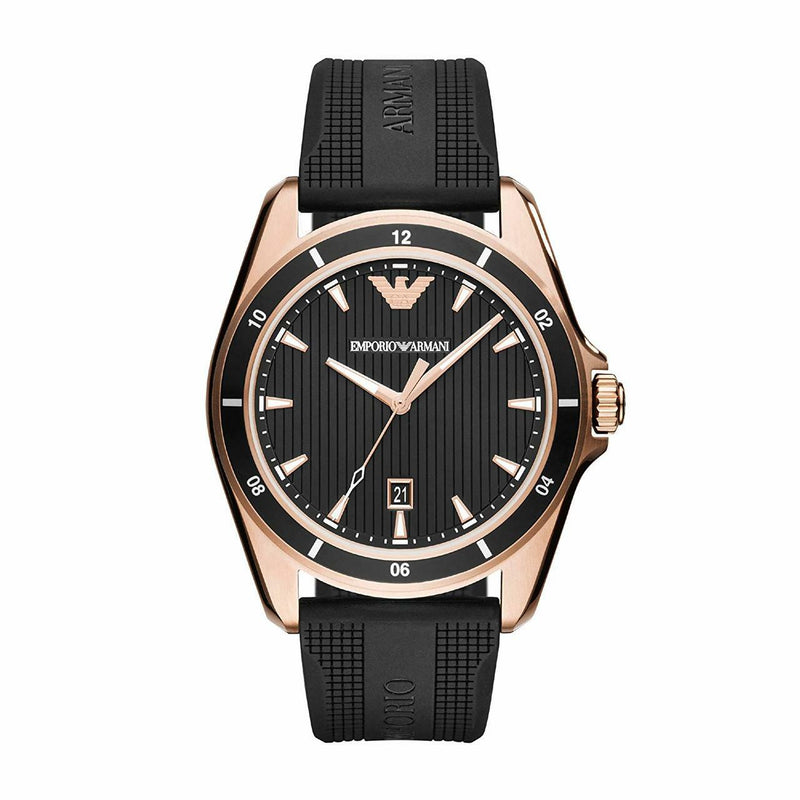 Emporio Armani Men's Rose Gold Black Dial Watch Model AR11101