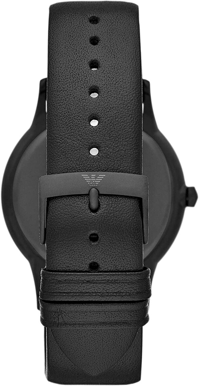 Emporio Armani Black Leather Mens Watch with Sleek Dial AR11276