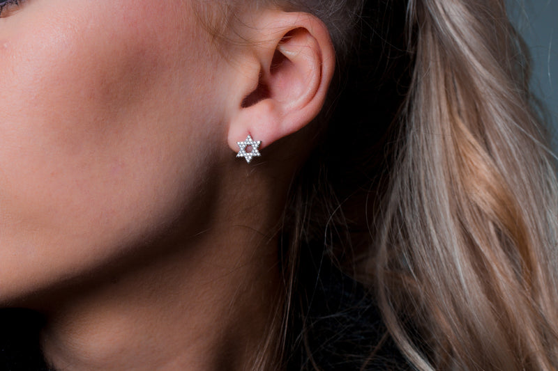 GEORGINI ROCK STAR STAR OF DAVID SILVER EARRINGS