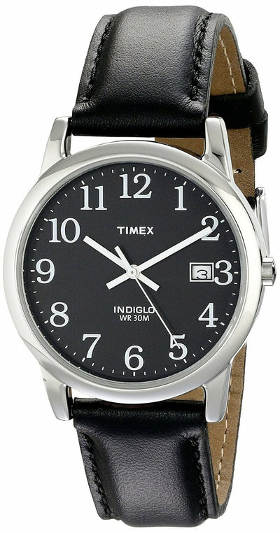 Timex Easy Reader Date Mid-Size Leather Strap- Mens Watch T2N370