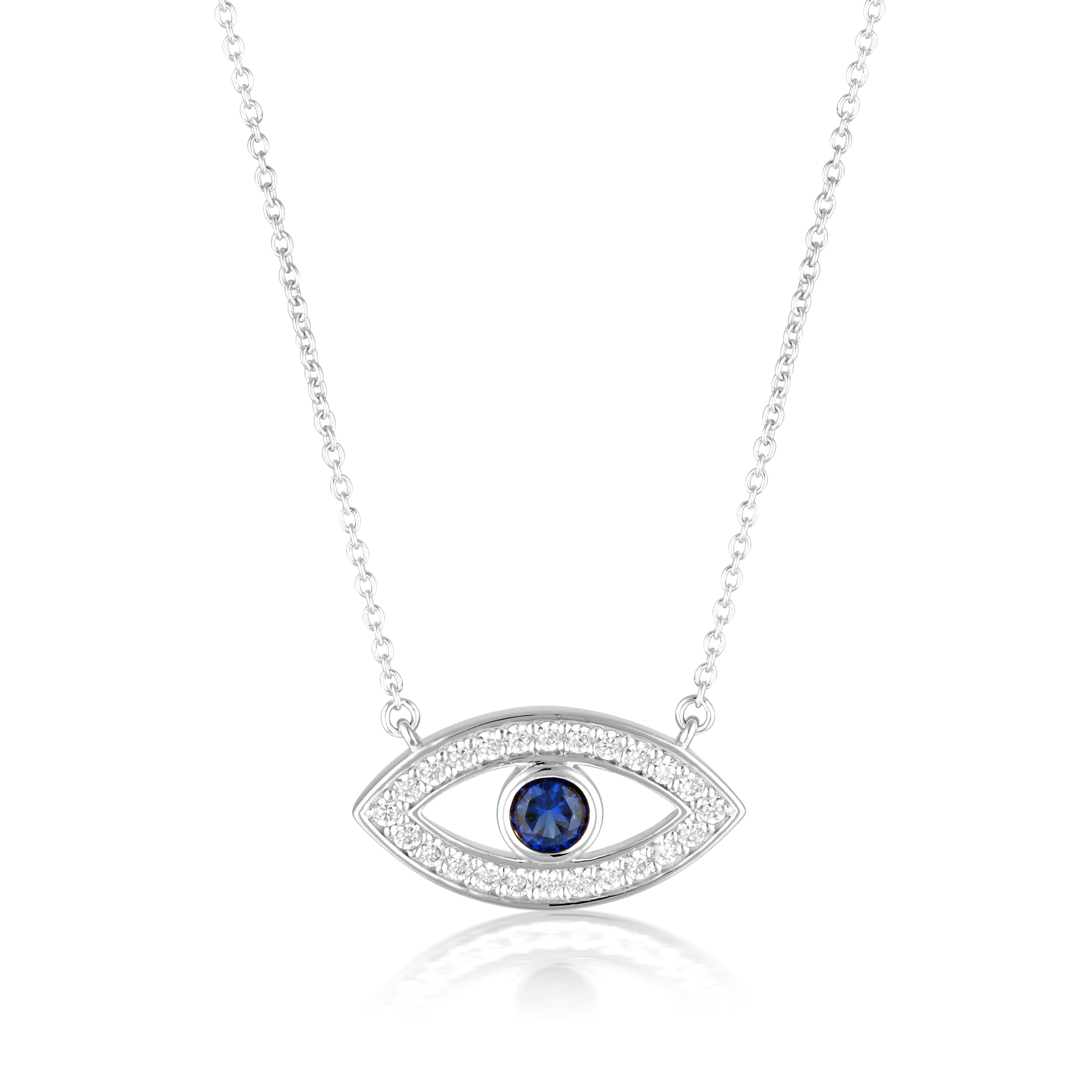 GEORGINI ROCK STAR BLUE EVIL EYE PENDANT SILVER