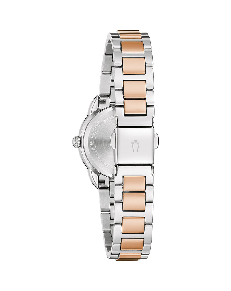 Bulova Elegant Rose Gold and Diamond Accented Ladies Watch Model 98R291