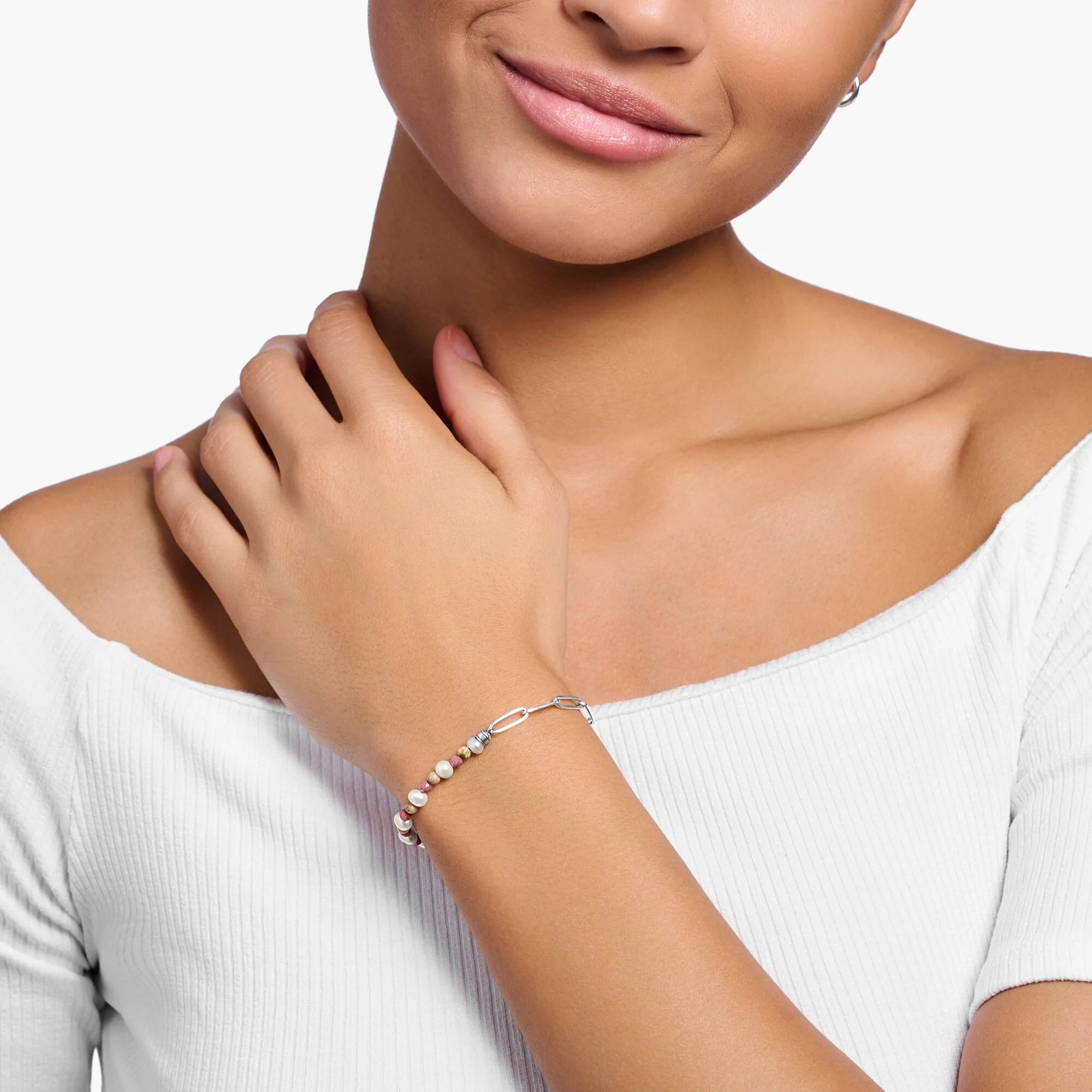 THOMAS SABO Chain Mixed Jasper Bead Bracelet