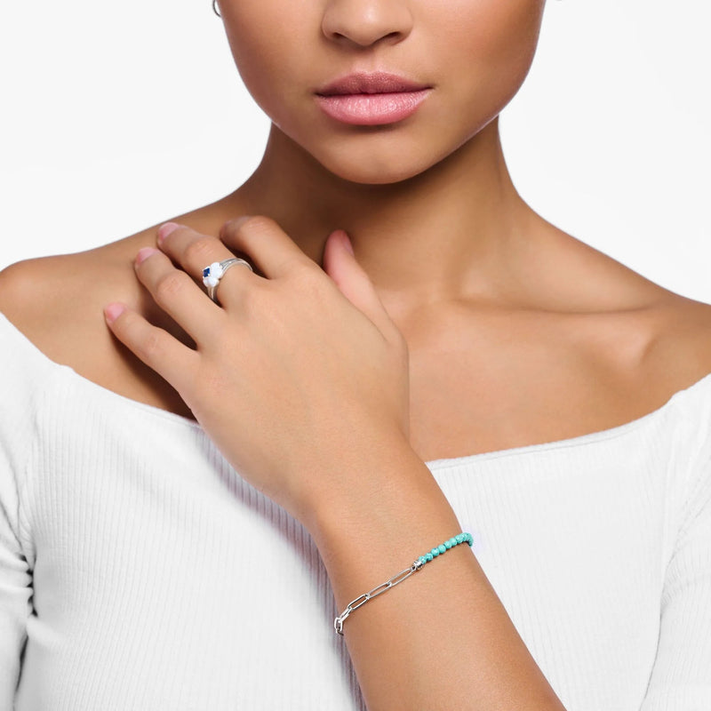 THOMAS SABO Chain Turquoise Bead Bracelet with Pearls
