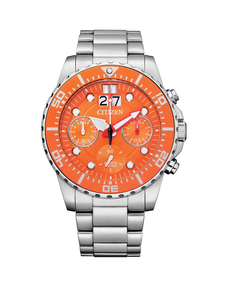 Citizen Quartz Chronograph Orange Men s Watch AI7008 81X Watch Direct